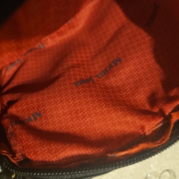 Vintage MICHEL JORDI 5"x7" Cross Body / Belt Purse Green Suede Black Leather - Picture 10 of 12